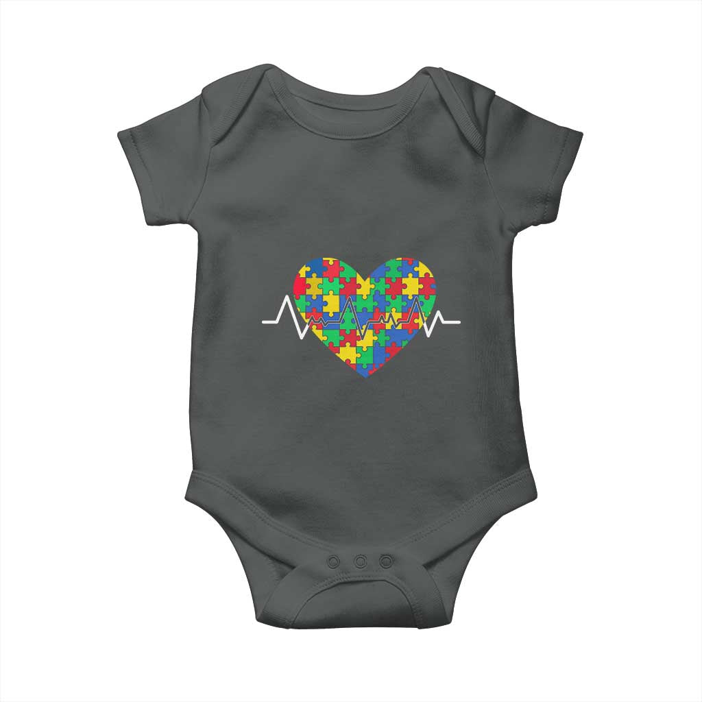 Autism Awareness Love Heart Puzzle Acceptance Baby Onesie TS10 Dark Heather Print Your Wear