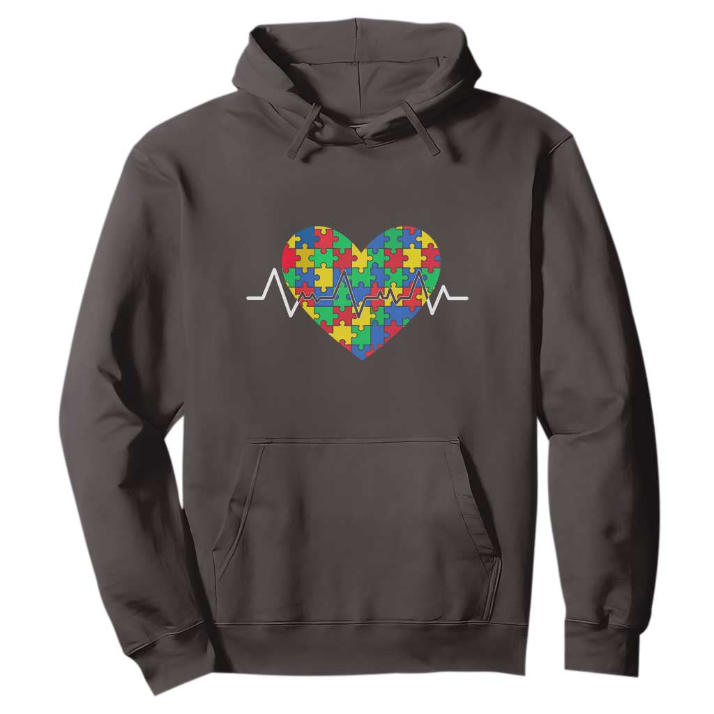 Autism Awareness Love Heart Puzzle Acceptance Hoodie TS10 Dark Chocolate Print Your Wear