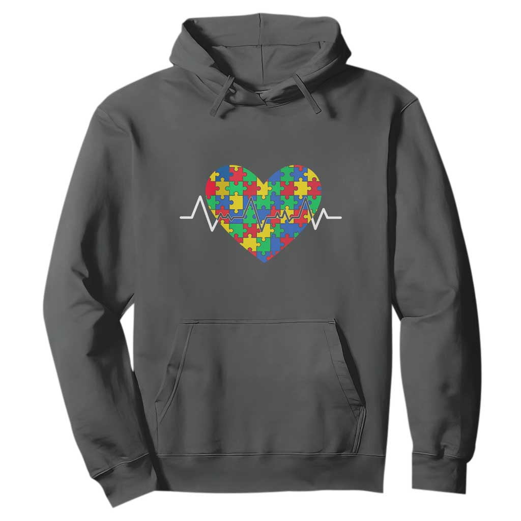 Autism Awareness Love Heart Puzzle Acceptance Hoodie TS10 Dark Heather Print Your Wear