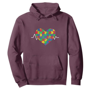 Autism Awareness Love Heart Puzzle Acceptance Hoodie TS10 Maroon Print Your Wear