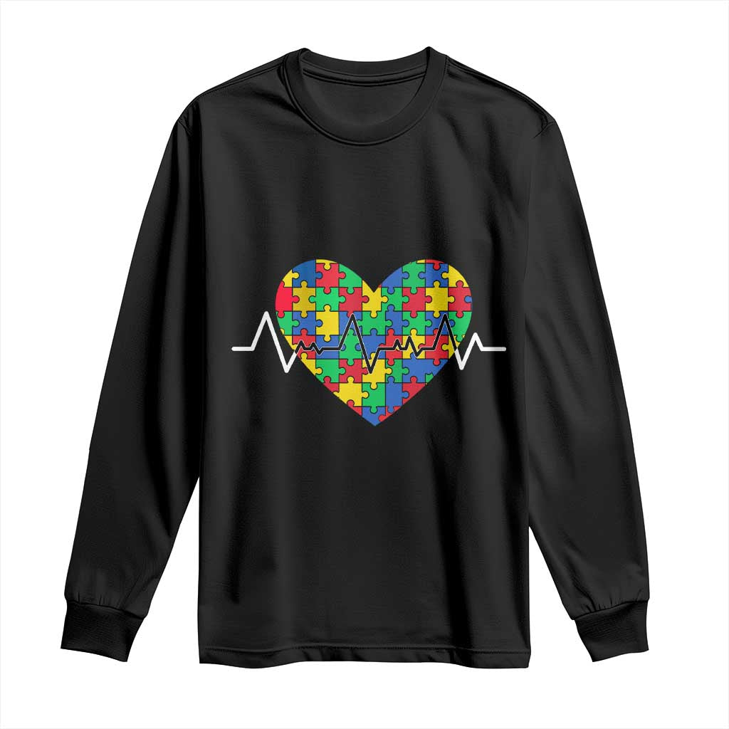 Autism Awareness Love Heart Puzzle Acceptance Long Sleeve Shirt TS10 Black Print Your Wear