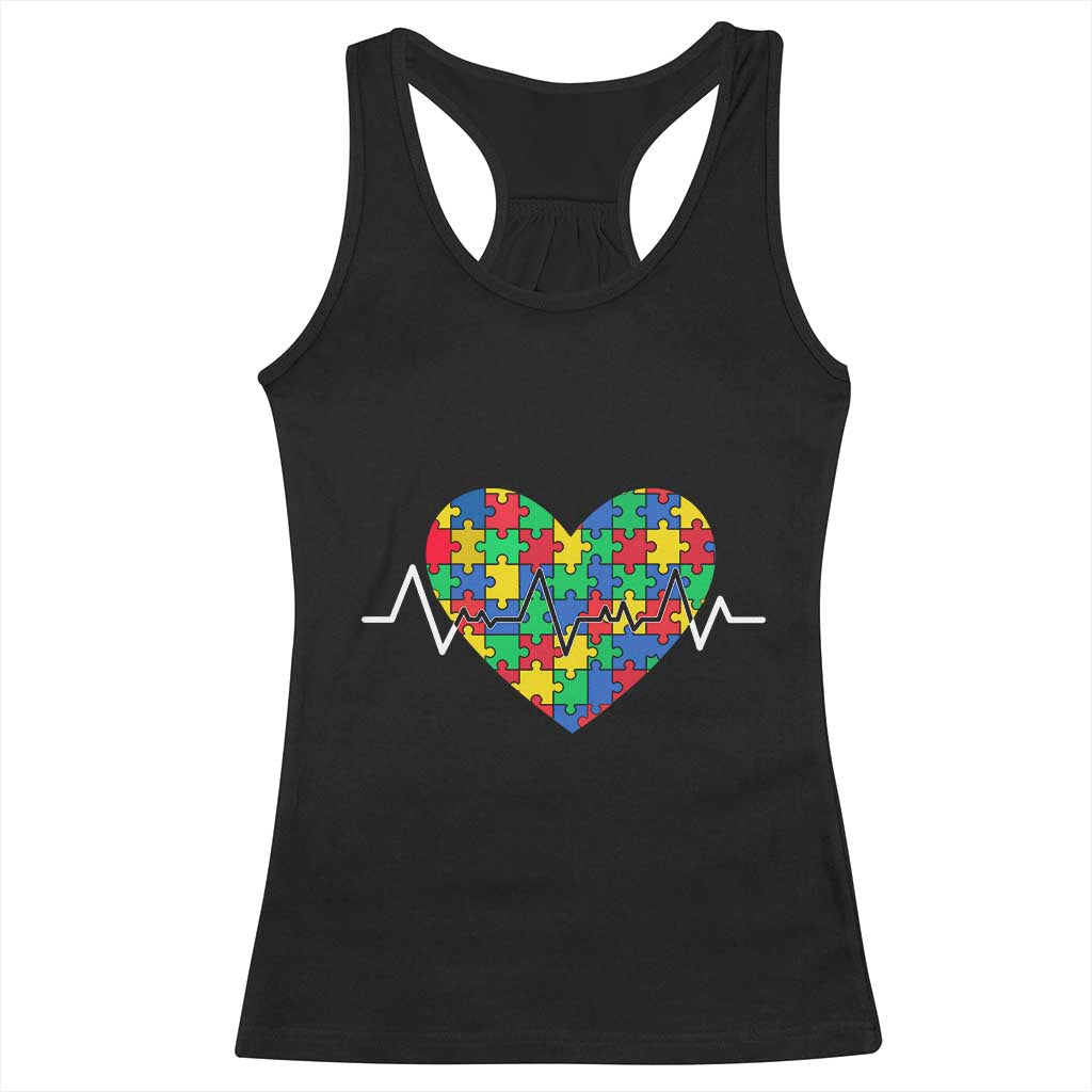Autism Awareness Love Heart Puzzle Acceptance Racerback Tank Top TS10 Black Print Your Wear