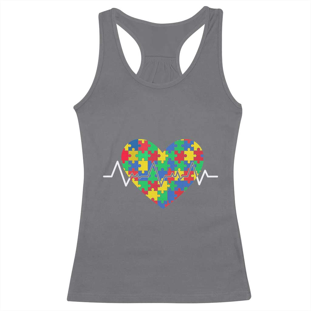 Autism Awareness Love Heart Puzzle Acceptance Racerback Tank Top TS10 Charcoal Print Your Wear