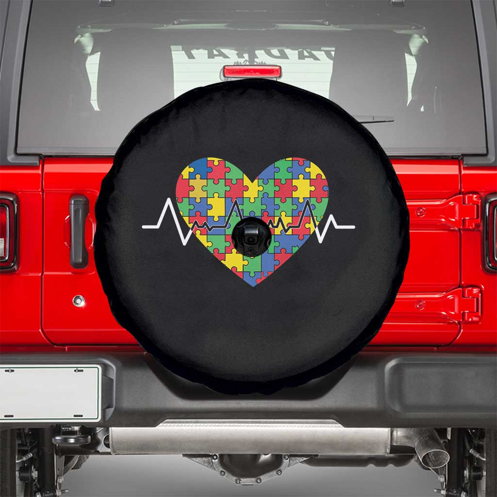 Autism Awareness Love Heart Puzzle Acceptance Spare Tire Cover TS10 Black Print Your Wear