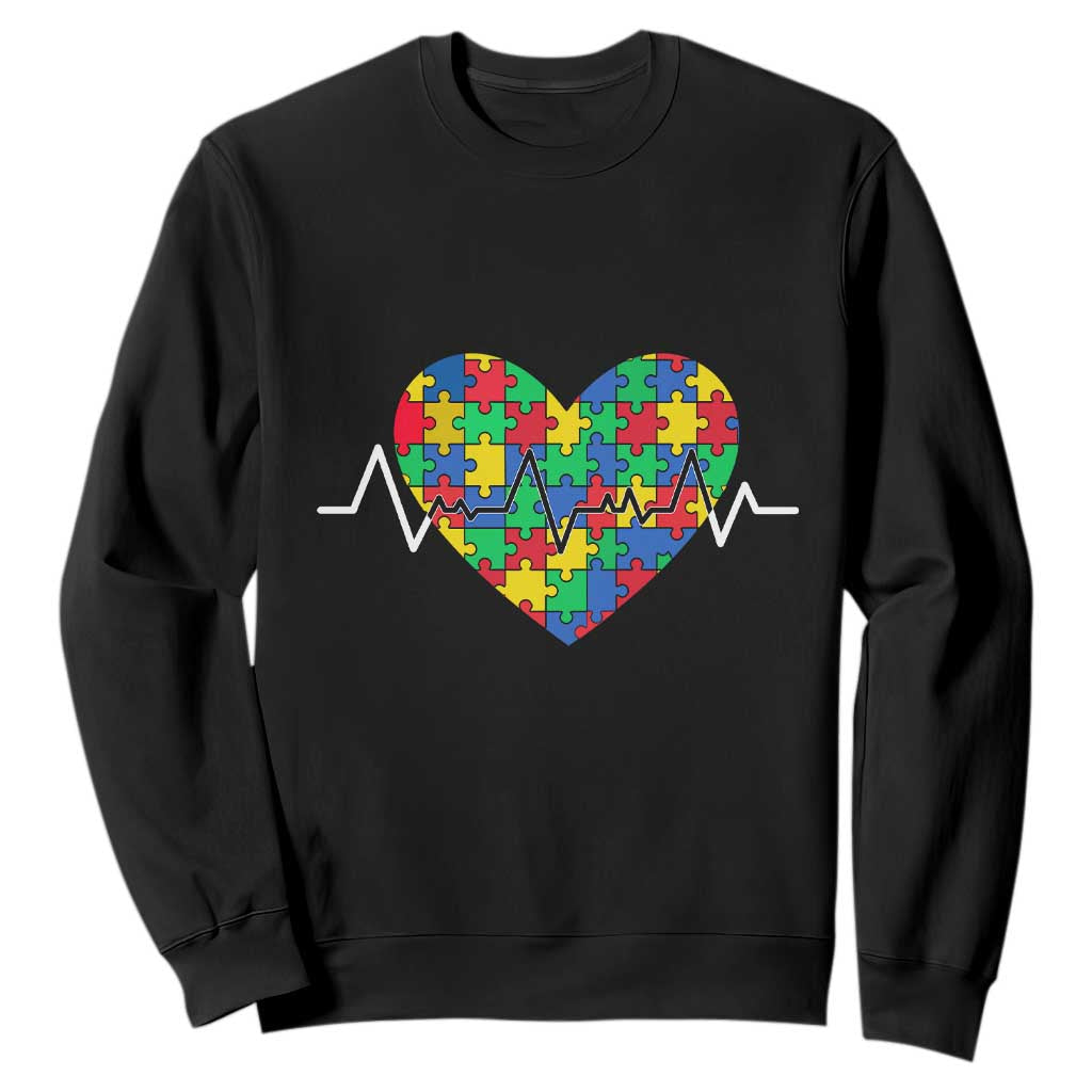 Autism Awareness Love Heart Puzzle Acceptance Sweatshirt TS10 Black Print Your Wear
