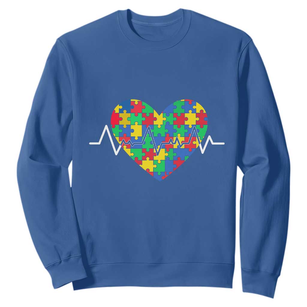 Autism Awareness Love Heart Puzzle Acceptance Sweatshirt TS10 Royal Blue Print Your Wear