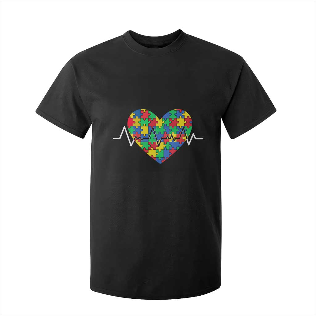 Autism Awareness Love Heart Puzzle Acceptance T Shirt For Kid TS10 Black Print Your Wear
