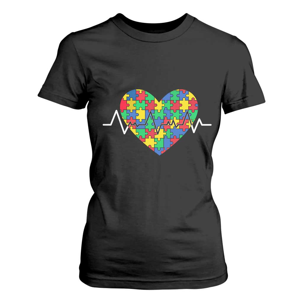 Autism Awareness Love Heart Puzzle Acceptance T Shirt For Women TS10 Black Print Your Wear