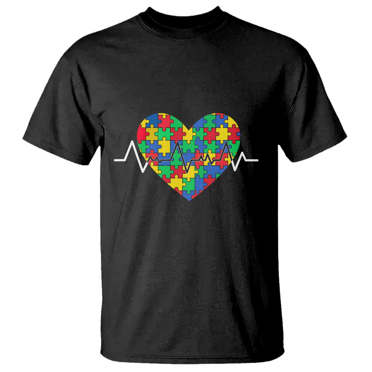 Autism Awareness Love Heart Puzzle Acceptance T Shirt TS10 Black Print Your Wear