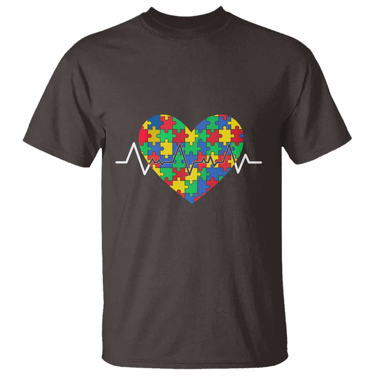 Autism Awareness Love Heart Puzzle Acceptance T Shirt TS10 Dark Chocolate Print Your Wear