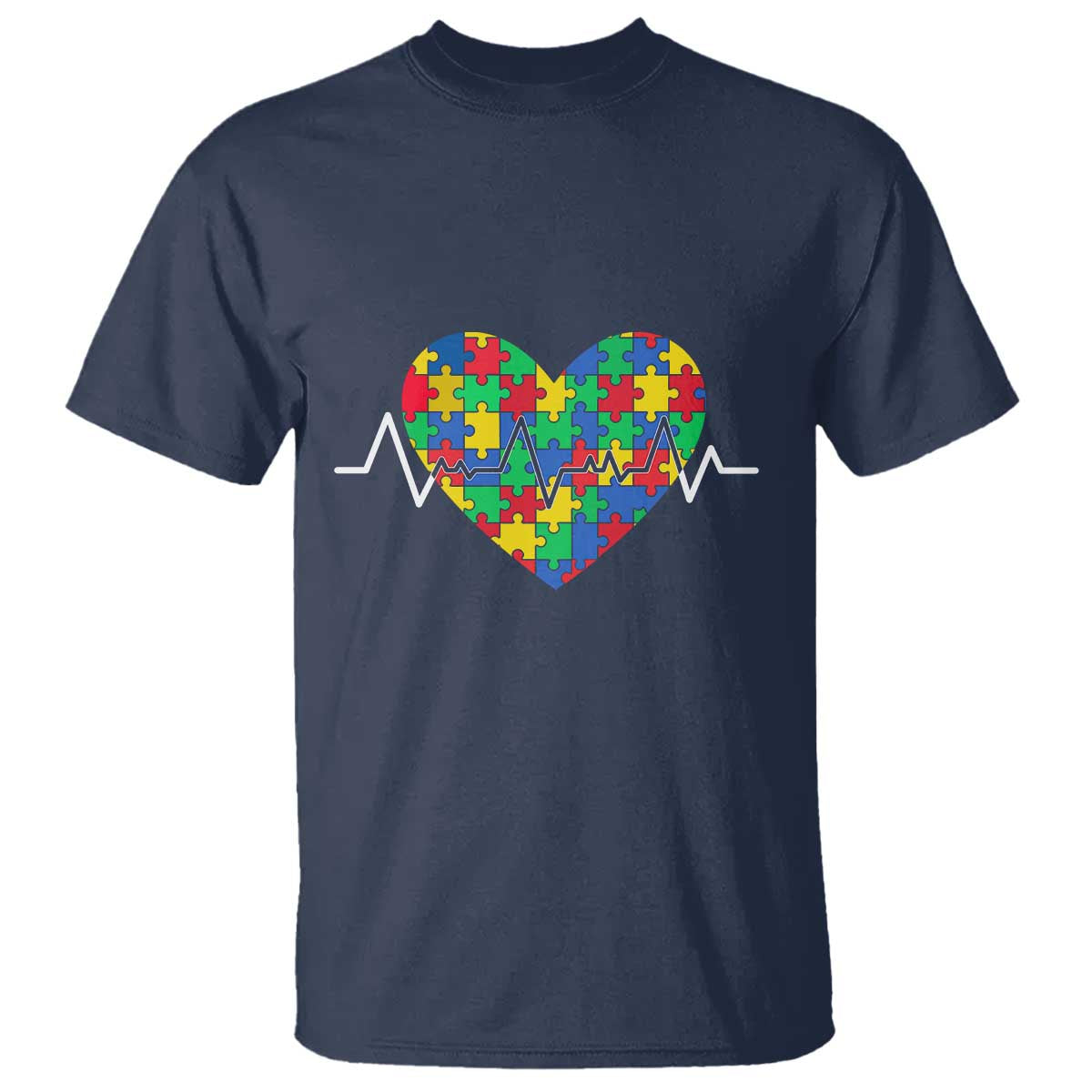 Autism Awareness Love Heart Puzzle Acceptance T Shirt TS10 Navy Print Your Wear