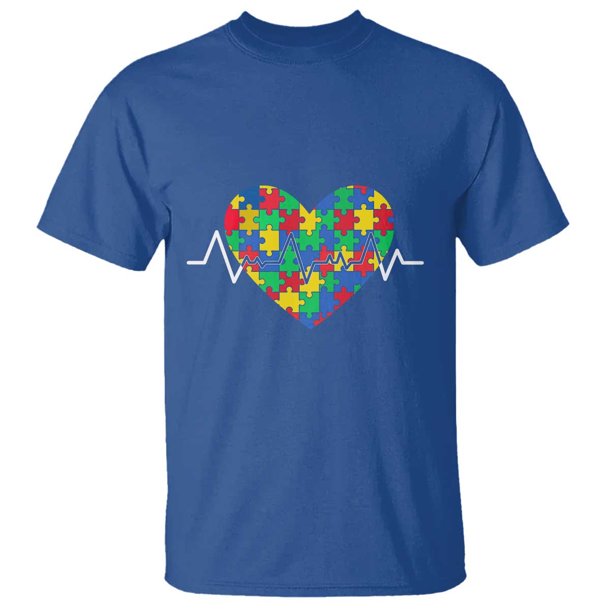 Autism Awareness Love Heart Puzzle Acceptance T Shirt TS10 Royal Blue Print Your Wear