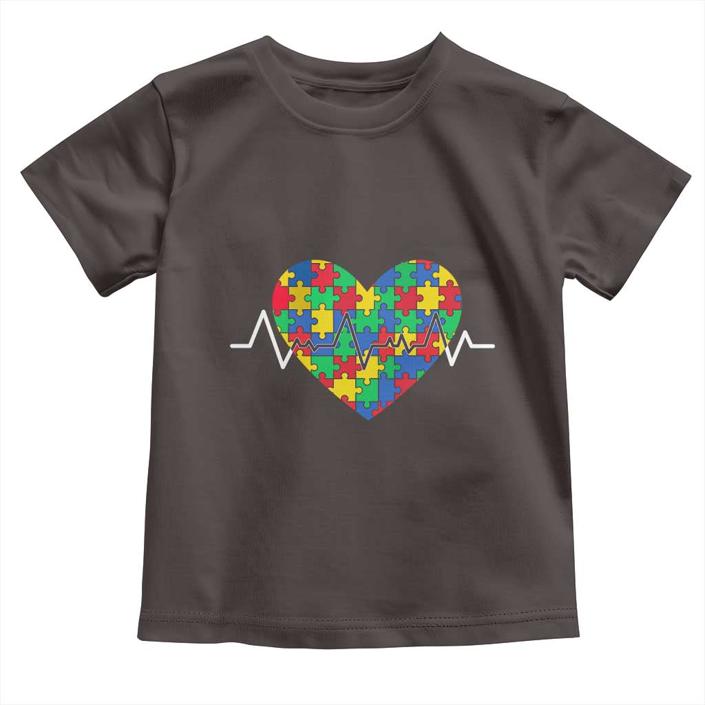Autism Awareness Love Heart Puzzle Acceptance Toddler T Shirt TS10 Dark Chocolate Print Your Wear