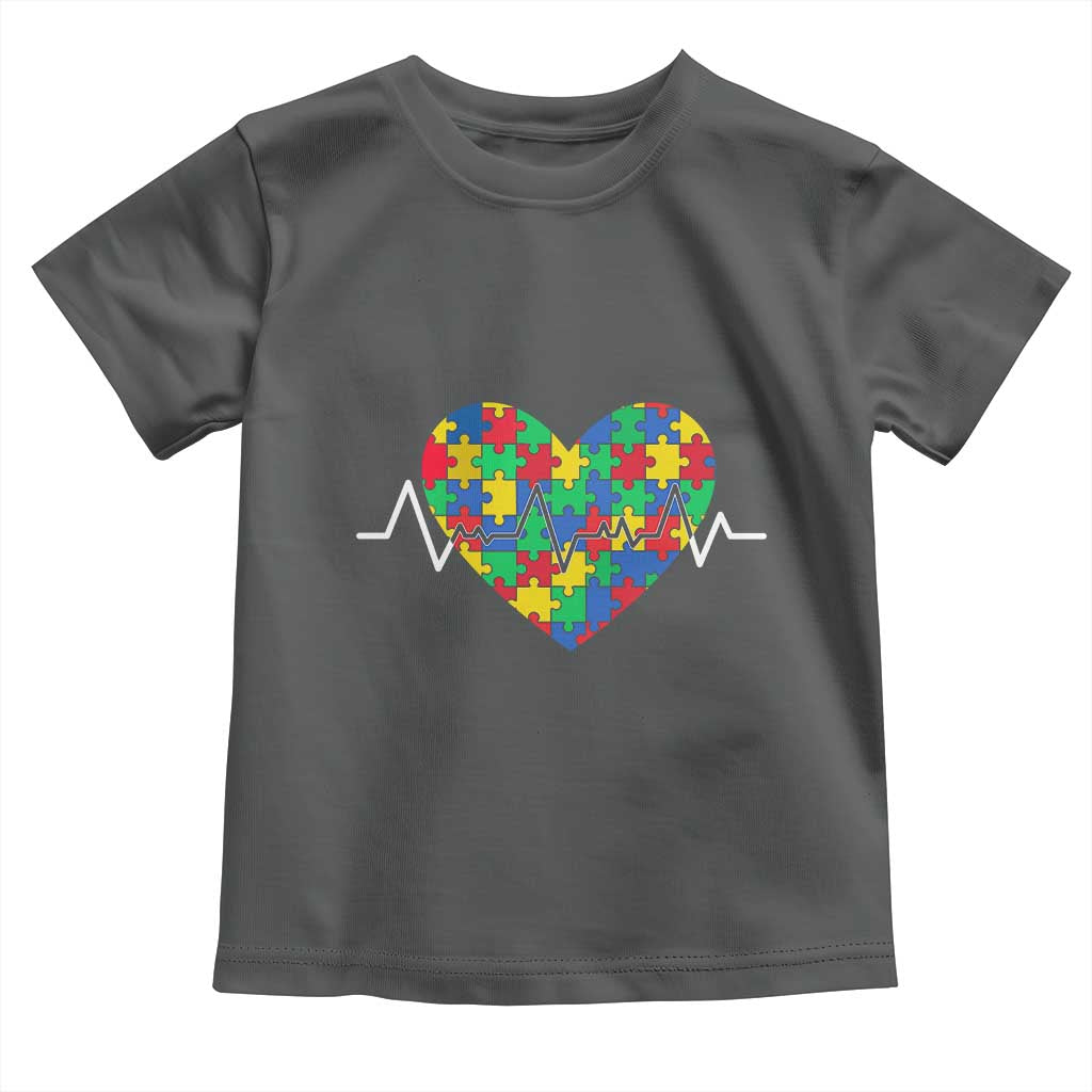 Autism Awareness Love Heart Puzzle Acceptance Toddler T Shirt TS10 Dark Heather Print Your Wear