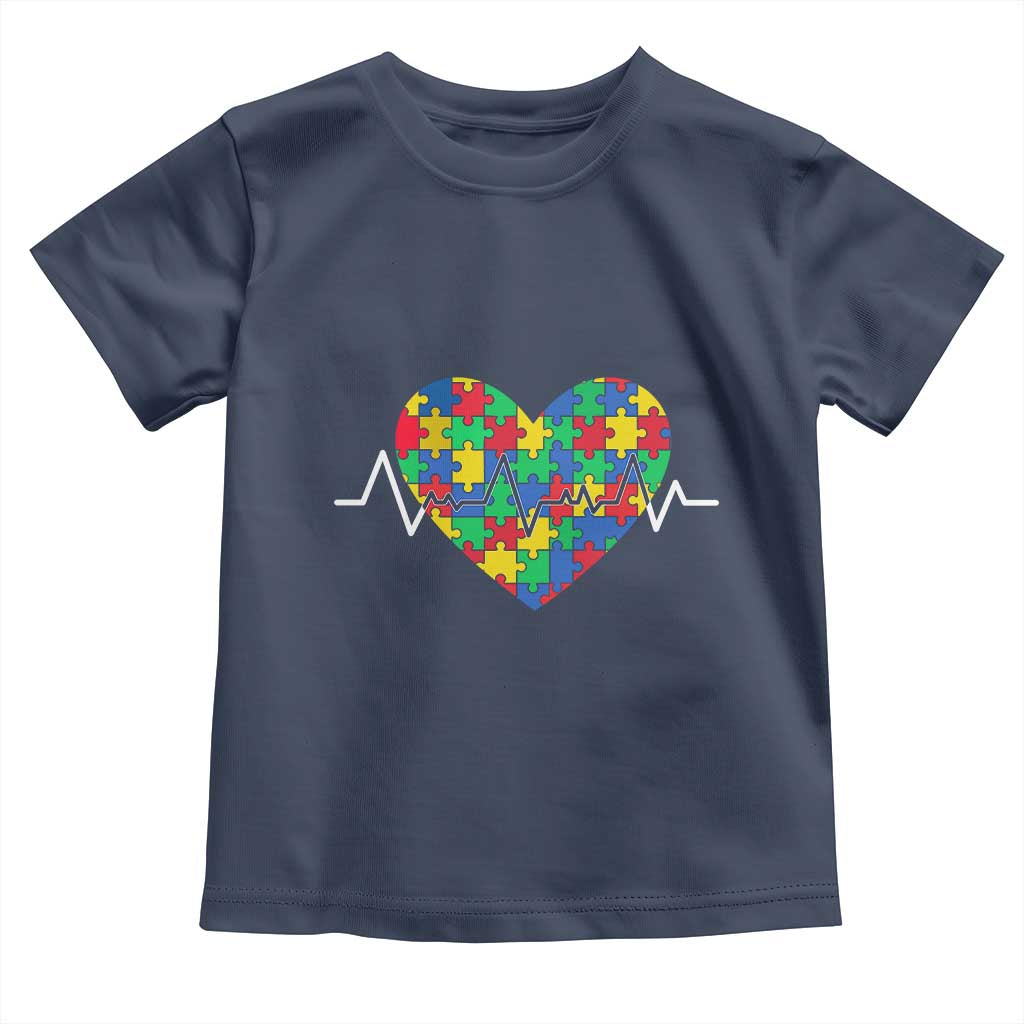 Autism Awareness Love Heart Puzzle Acceptance Toddler T Shirt TS10 Navy Print Your Wear