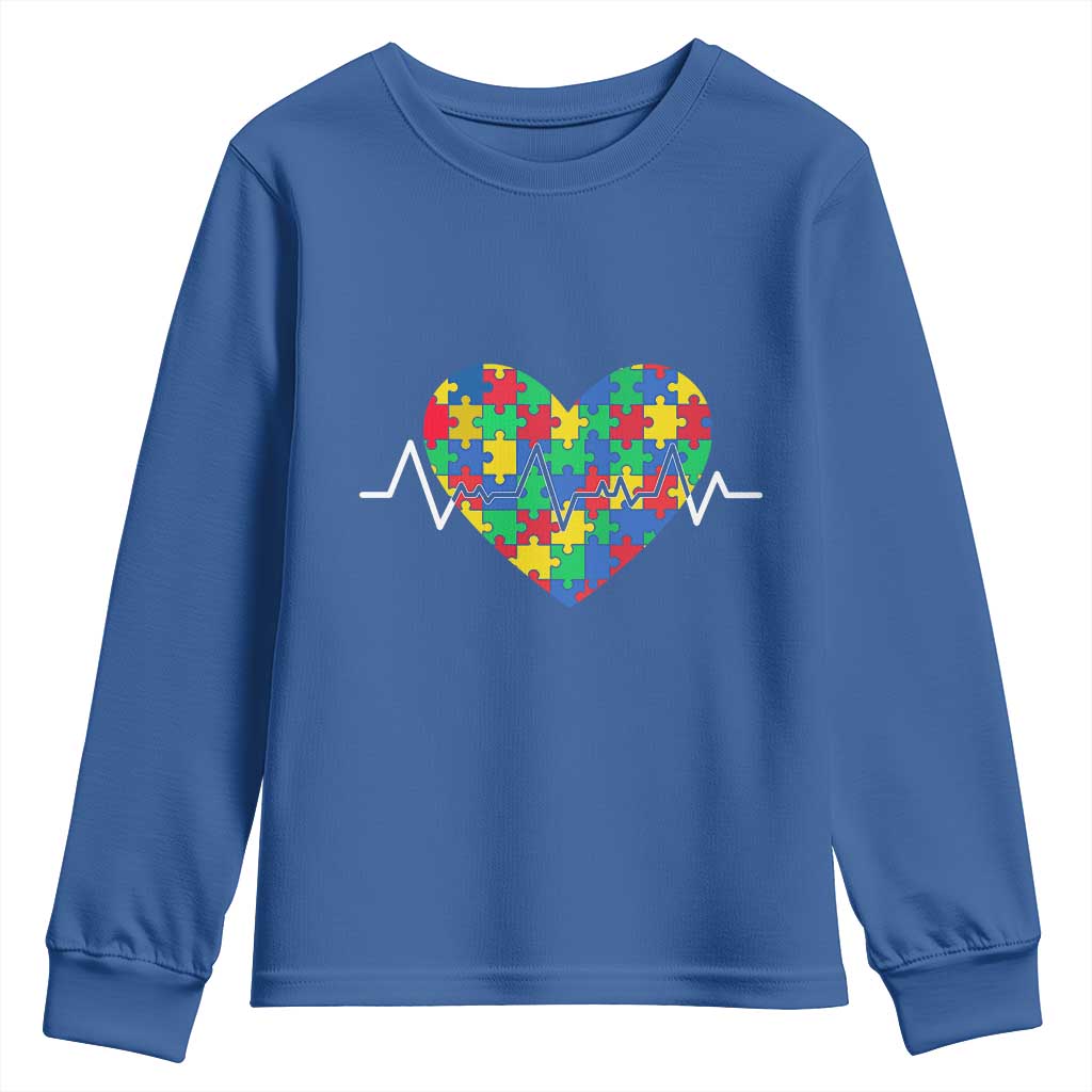 Autism Awareness Love Heart Puzzle Acceptance Youth Sweatshirt TS10 Royal Blue Print Your Wear