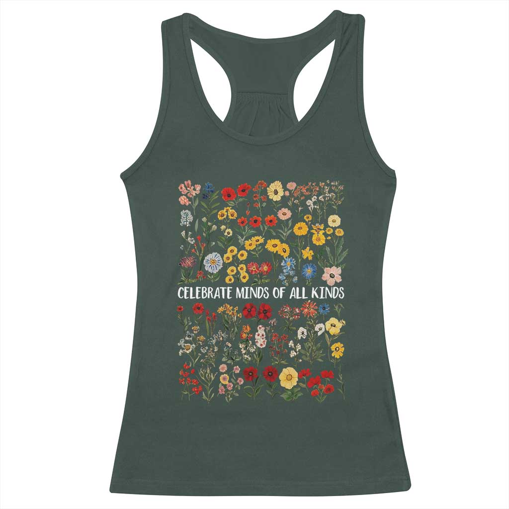 Autism Awareness Racerback Tank Top Neurodiversity Celebrate Minds of All Kinds TS10 Dark Forest Green Print Your Wear