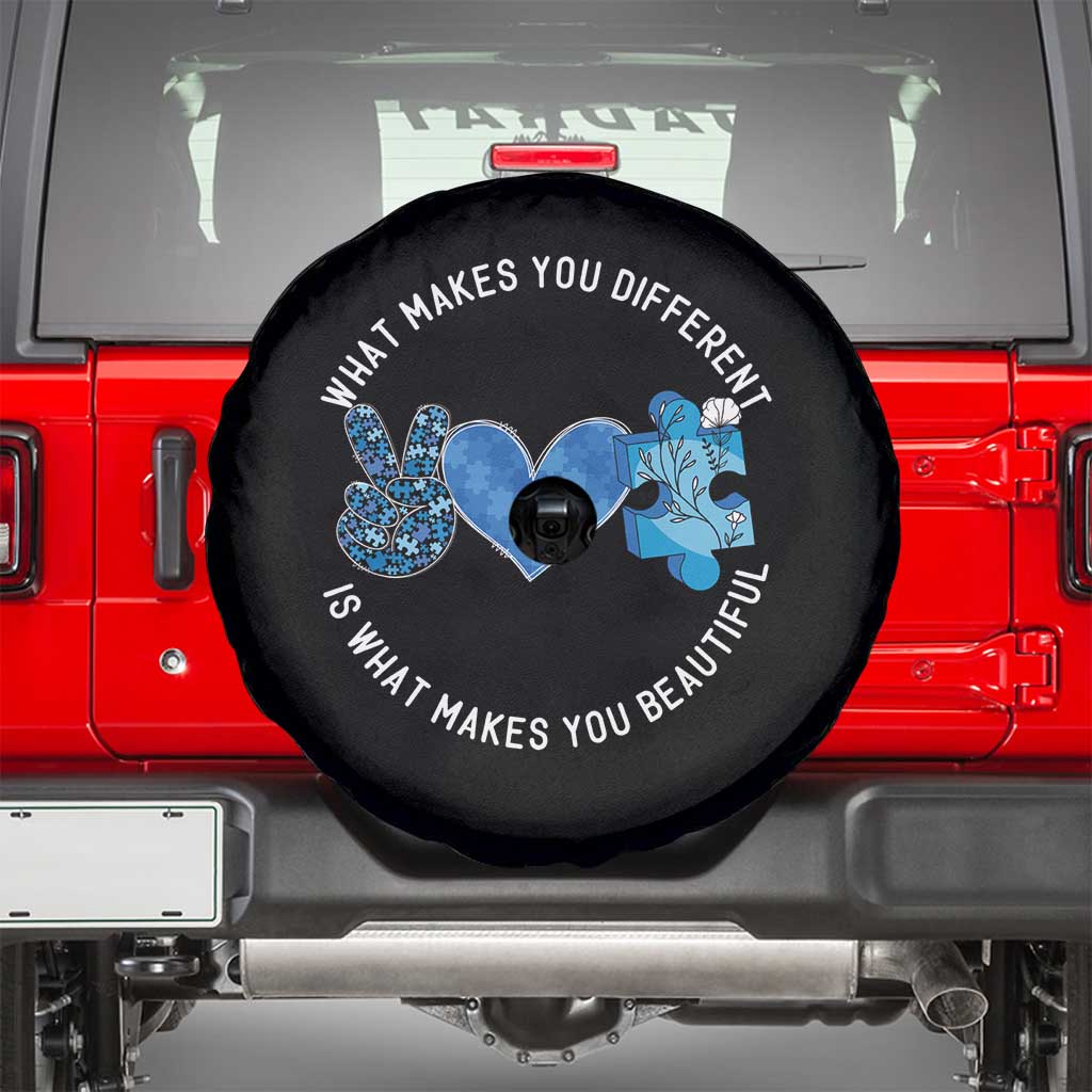 Autism Awareness Spare Tire Cover What Makes You Different Is What Makes You Beautiful TS10 Black Print Your Wear
