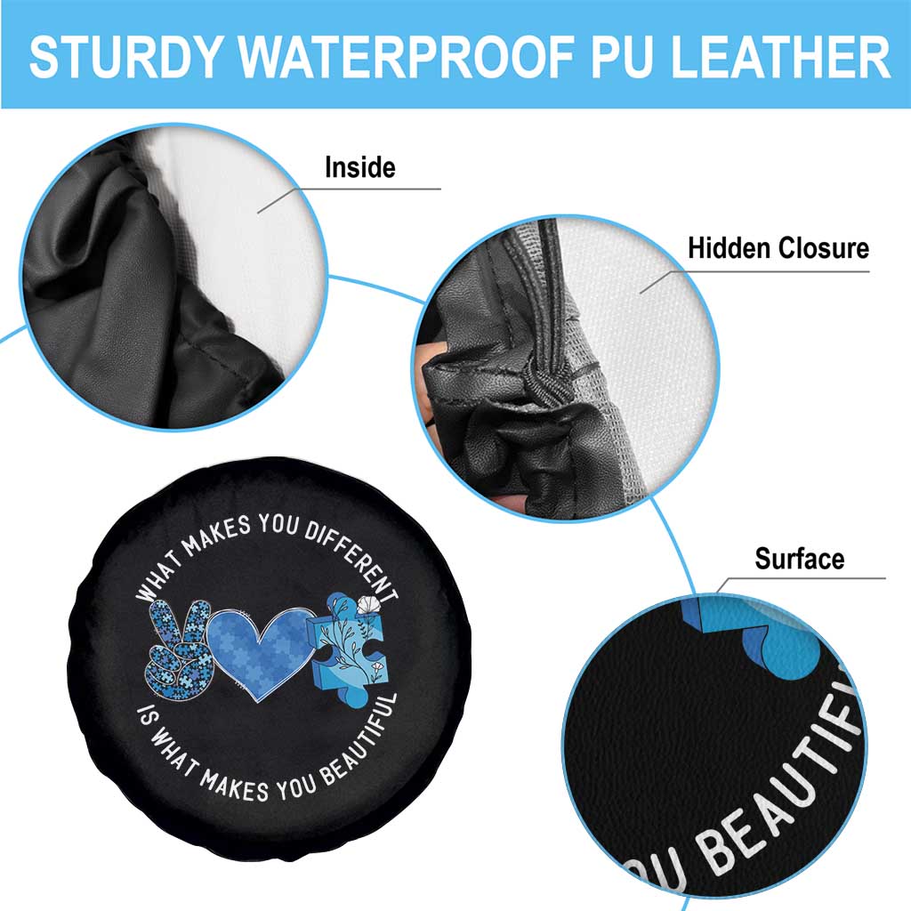 Autism Awareness Spare Tire Cover What Makes You Different Is What Makes You Beautiful TS10 Print Your Wear