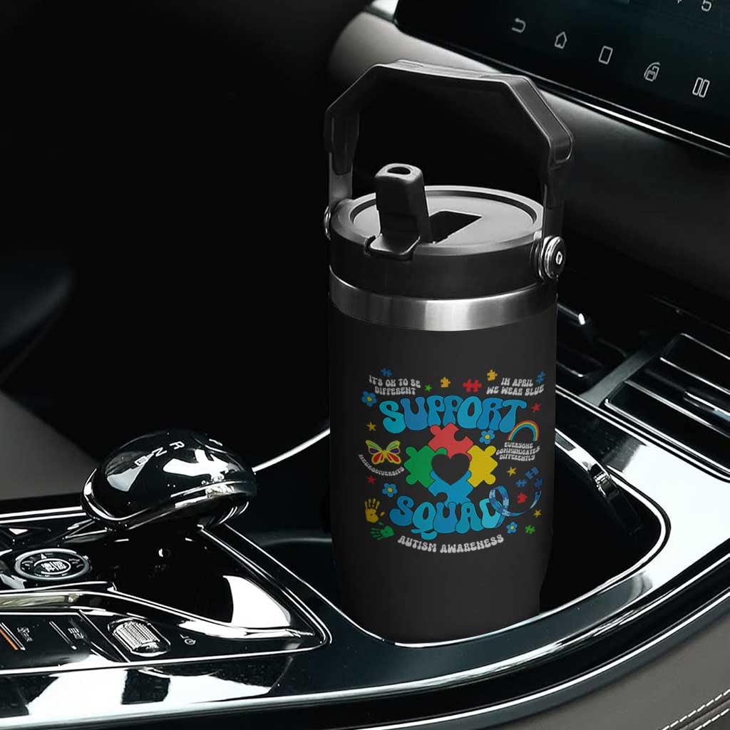 Autism Awareness Support Squad Flip Straw Tumbler In April We Wear Blue TS02 Print Your Wear