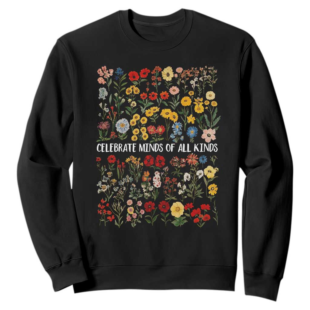 Autism Awareness Sweatshirt Neurodiversity Celebrate Minds of All Kinds TS10 Black Print Your Wear