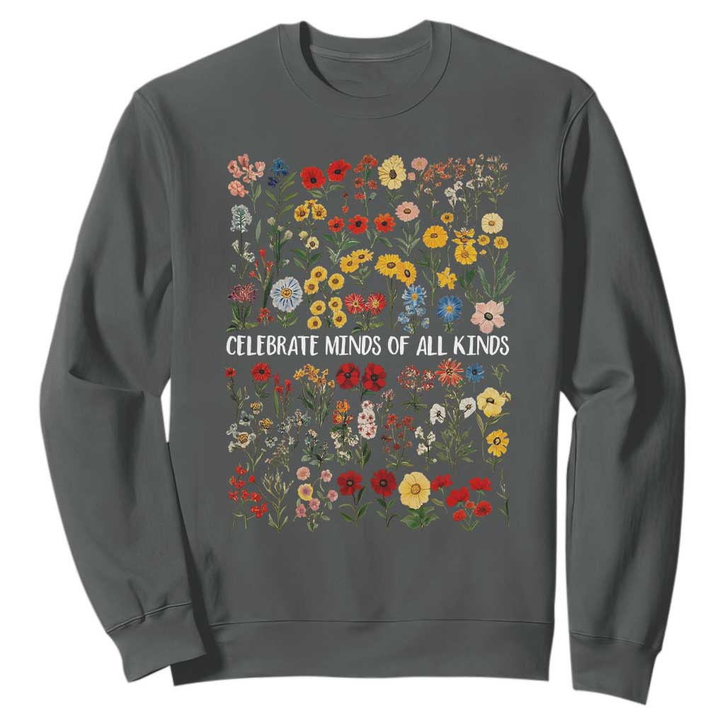 Autism Awareness Sweatshirt Neurodiversity Celebrate Minds of All Kinds TS10 Dark Heather Print Your Wear