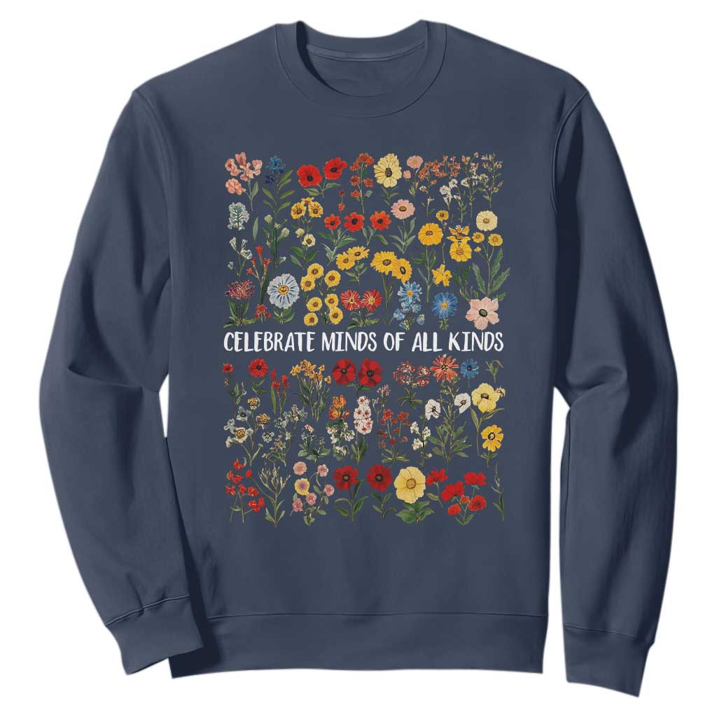 Autism Awareness Sweatshirt Neurodiversity Celebrate Minds of All Kinds TS10 Navy Print Your Wear