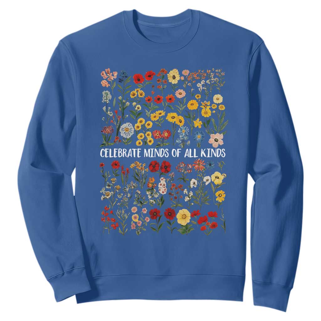 Autism Awareness Sweatshirt Neurodiversity Celebrate Minds of All Kinds TS10 Royal Blue Print Your Wear