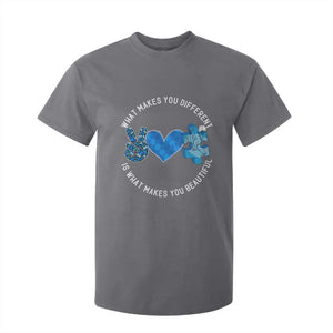 Autism Awareness T Shirt For Kid What Makes You Different Is What Makes You Beautiful TS10 Charcoal Print Your Wear