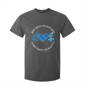 Autism Awareness T Shirt For Kid What Makes You Different Is What Makes You Beautiful TS10 Dark Heather Print Your Wear