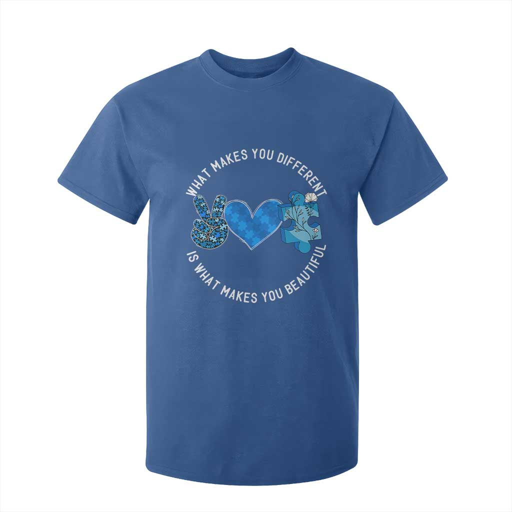 Autism Awareness T Shirt For Kid What Makes You Different Is What Makes You Beautiful TS10 Royal Blue Print Your Wear