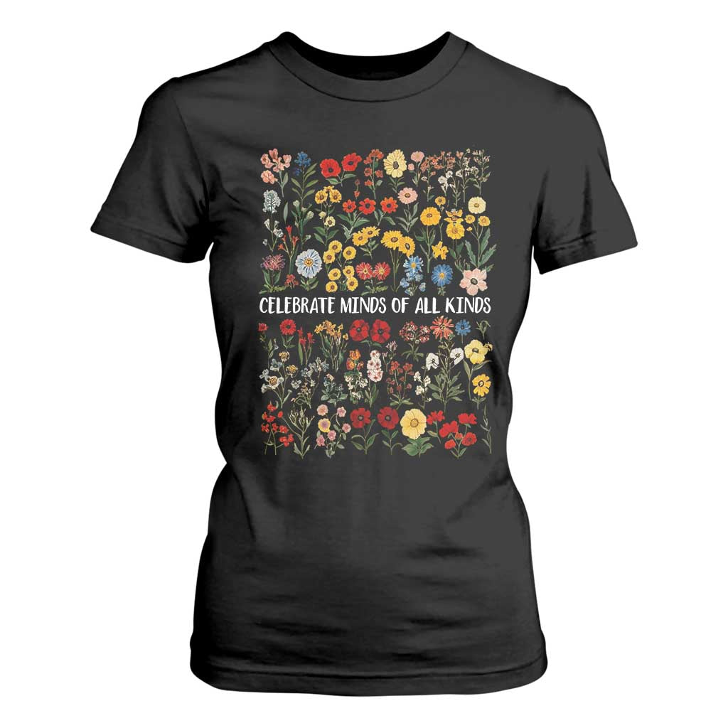 Autism Awareness T Shirt For Women Neurodiversity Celebrate Minds of All Kinds TS10 Black Print Your Wear
