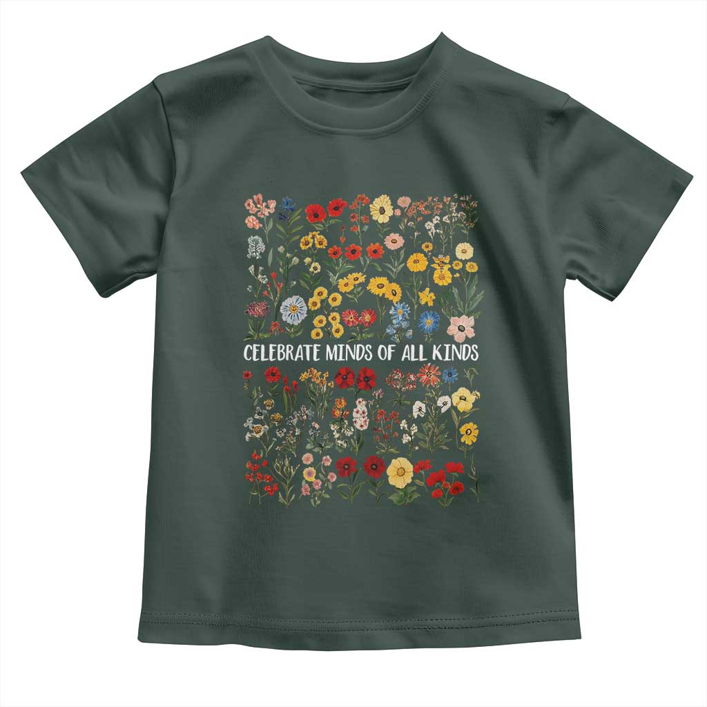 Autism Awareness Toddler T Shirt Neurodiversity Celebrate Minds of All Kinds TS10 Dark Forest Green Print Your Wear
