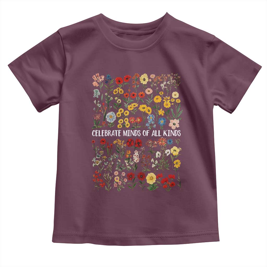 Autism Awareness Toddler T Shirt Neurodiversity Celebrate Minds of All Kinds TS10 Maroon Print Your Wear