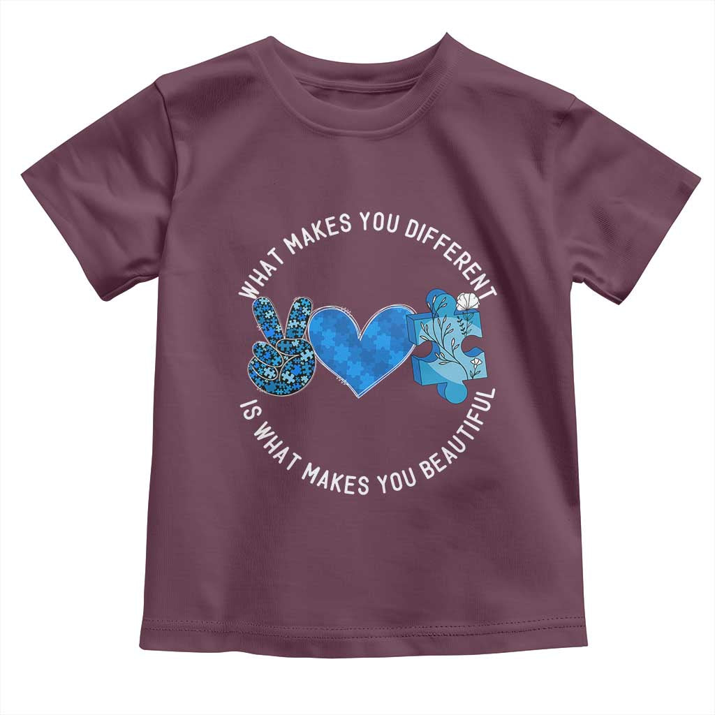 Autism Awareness Toddler T Shirt What Makes You Different Is What Makes You Beautiful TS10 Maroon Print Your Wear