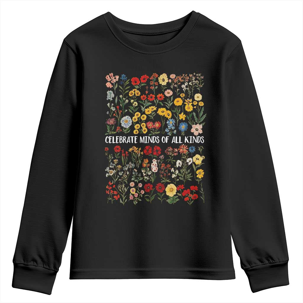 Autism Awareness Youth Sweatshirt Neurodiversity Celebrate Minds of All Kinds TS10 Black Print Your Wear