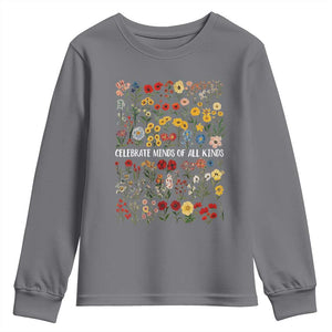 Autism Awareness Youth Sweatshirt Neurodiversity Celebrate Minds of All Kinds TS10 Charcoal Print Your Wear