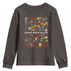 Autism Awareness Youth Sweatshirt Neurodiversity Celebrate Minds of All Kinds TS10 Dark Chocolate Print Your Wear