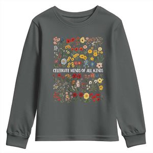 Autism Awareness Youth Sweatshirt Neurodiversity Celebrate Minds of All Kinds TS10 Dark Heather Print Your Wear