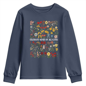 Autism Awareness Youth Sweatshirt Neurodiversity Celebrate Minds of All Kinds TS10 Navy Print Your Wear