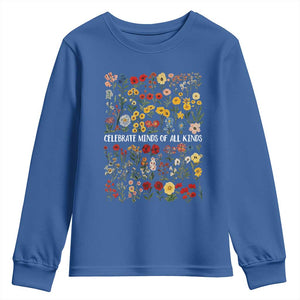 Autism Awareness Youth Sweatshirt Neurodiversity Celebrate Minds of All Kinds TS10 Royal Blue Print Your Wear