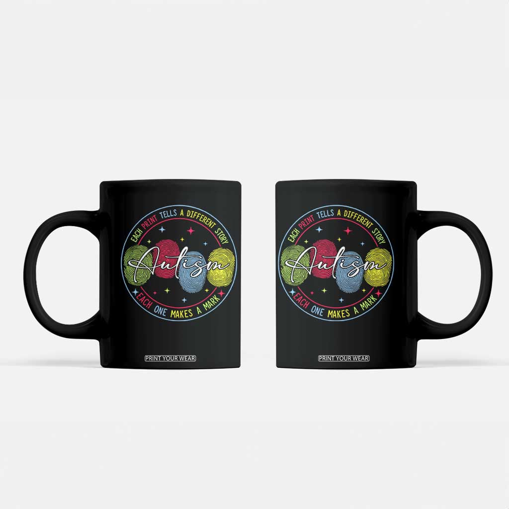 Autism Coffee Mug Fingerprint Autism Each Print Tells A Different Story TS09 Black Print Your Wear