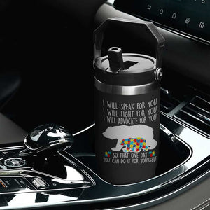 Autism Mama Bear Flip Straw Tumbler I Will Speak Fight Advocate For You TS02 Print Your Wear