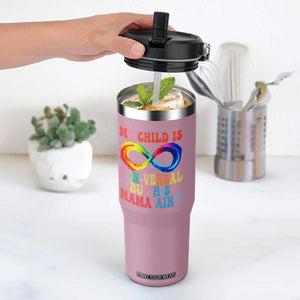 Autism Mom Flip Straw Tumbler My Child May Be Non verbal But His Mama Ain't Autism TS02 One Size: 30 oz Light Pink Print Your Wear