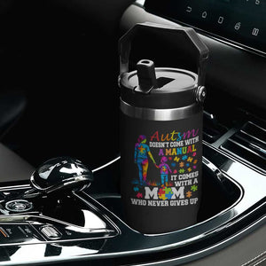 Autism Mom Flip Straw Tumbler Who Never Gives Up Family Support Autistic TS02 Print Your Wear