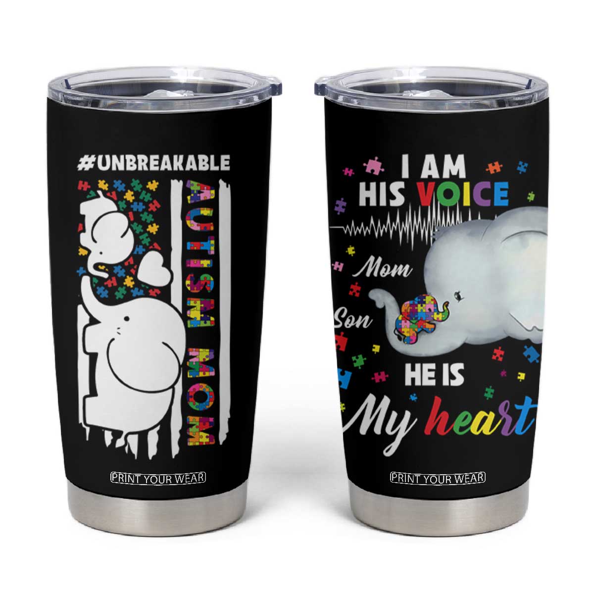 Autism Mom Gifts Tumbler Cup Autistic Kid Parents Mothers Day Autism Awareness TB10 Black Print Your Wear