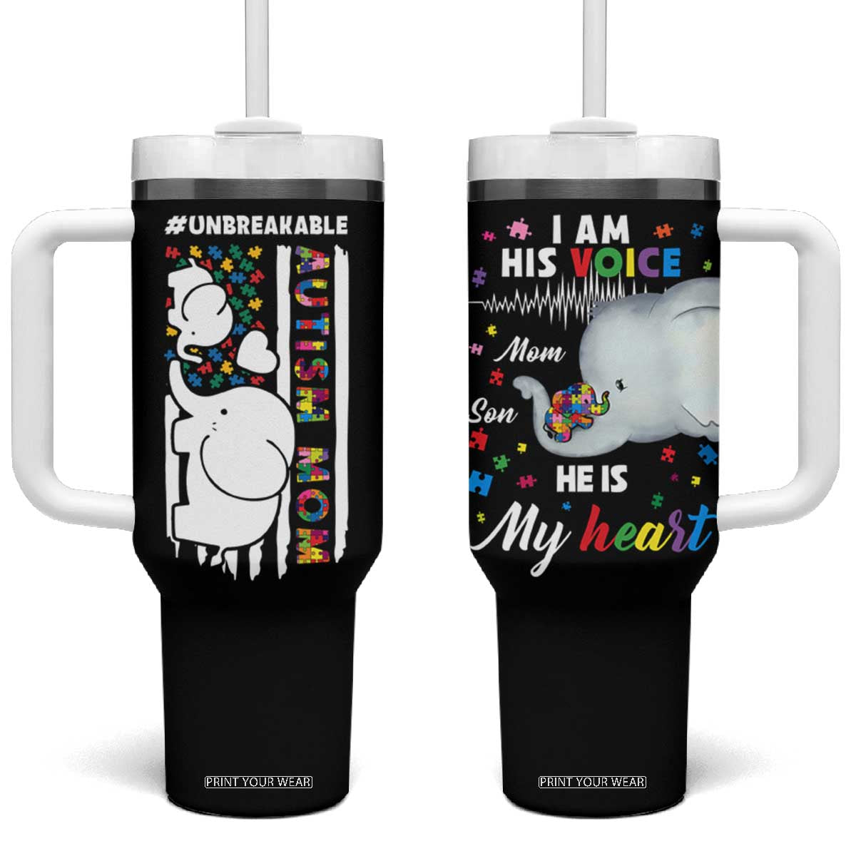 Autism Mom Gifts Tumbler With Handle Autistic Kid Parents Mothers Day Autism Awareness TB10 One Size: 40 oz Black Print Your Wear