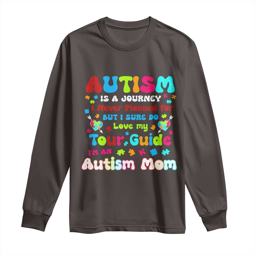 Autism Mom's Journey Long Sleeve Shirt TS10 Dark Chocolate Print Your Wear