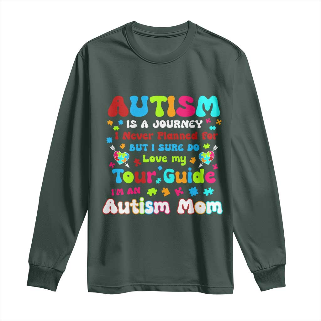 Autism Mom's Journey Long Sleeve Shirt TS10 Dark Forest Green Print Your Wear