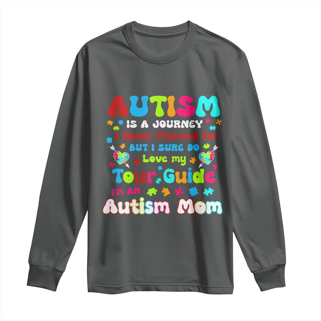 Autism Mom's Journey Long Sleeve Shirt TS10 Dark Heather Print Your Wear